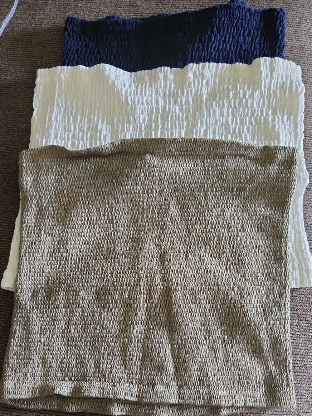 Smocked Tube Tops — Navy, White, Army Green